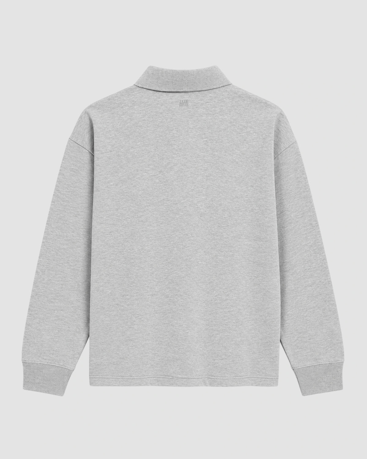 polo with heritage ami paris label   heather ash grey 2