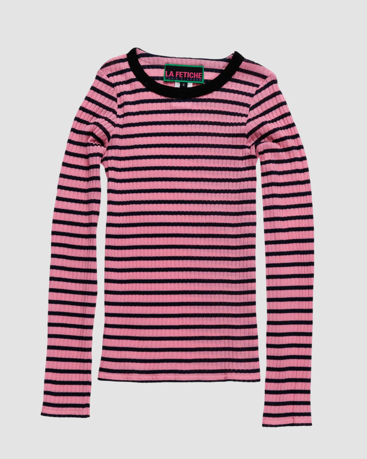 striped fine weight ribbed top   la fetiche   light pink navy black 1