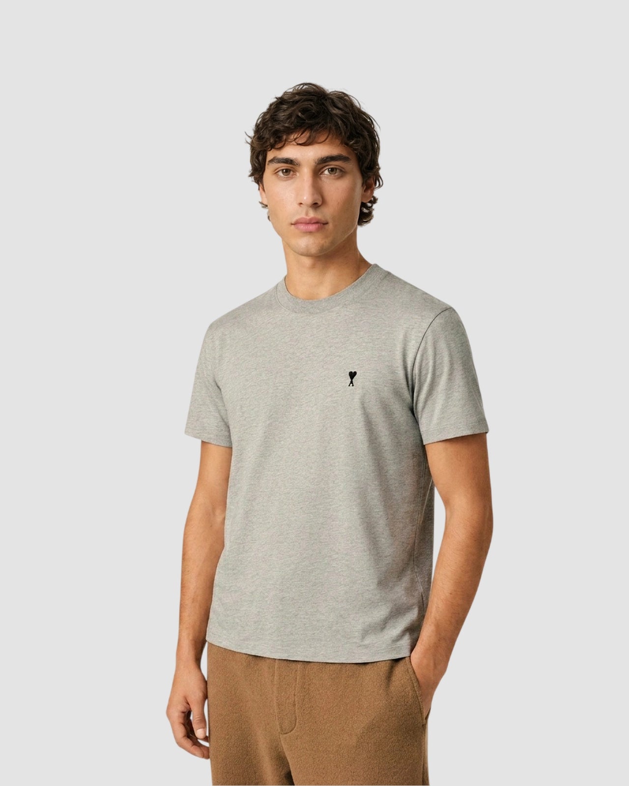 tshirt with contrasted ami de coeur   heather ash grey 2