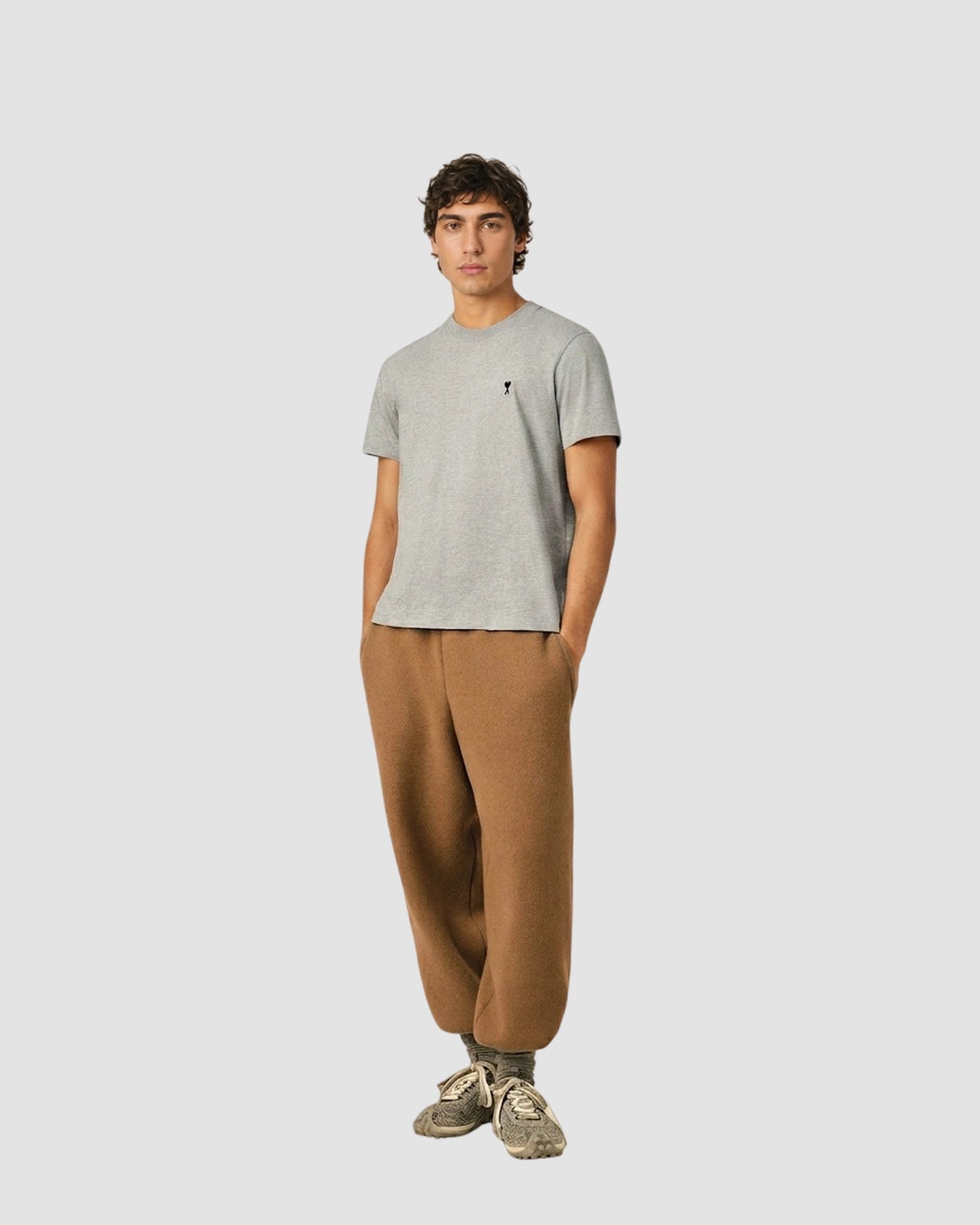 tshirt with contrasted ami de coeur   heather ash grey 3