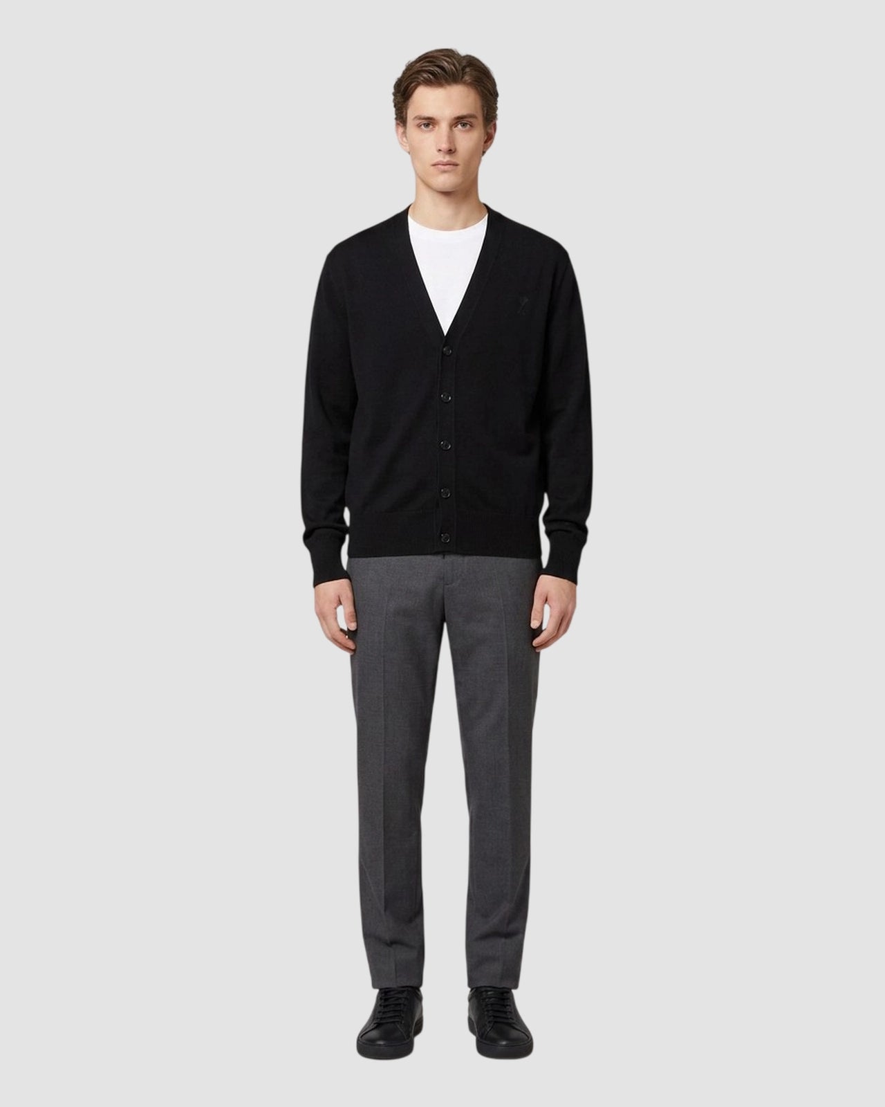 v neck cardigan with ami de coeur   black black 2