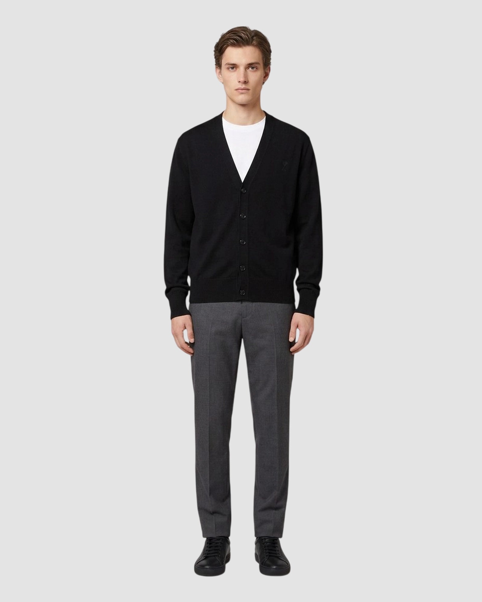 v neck cardigan with ami de coeur   black black 2