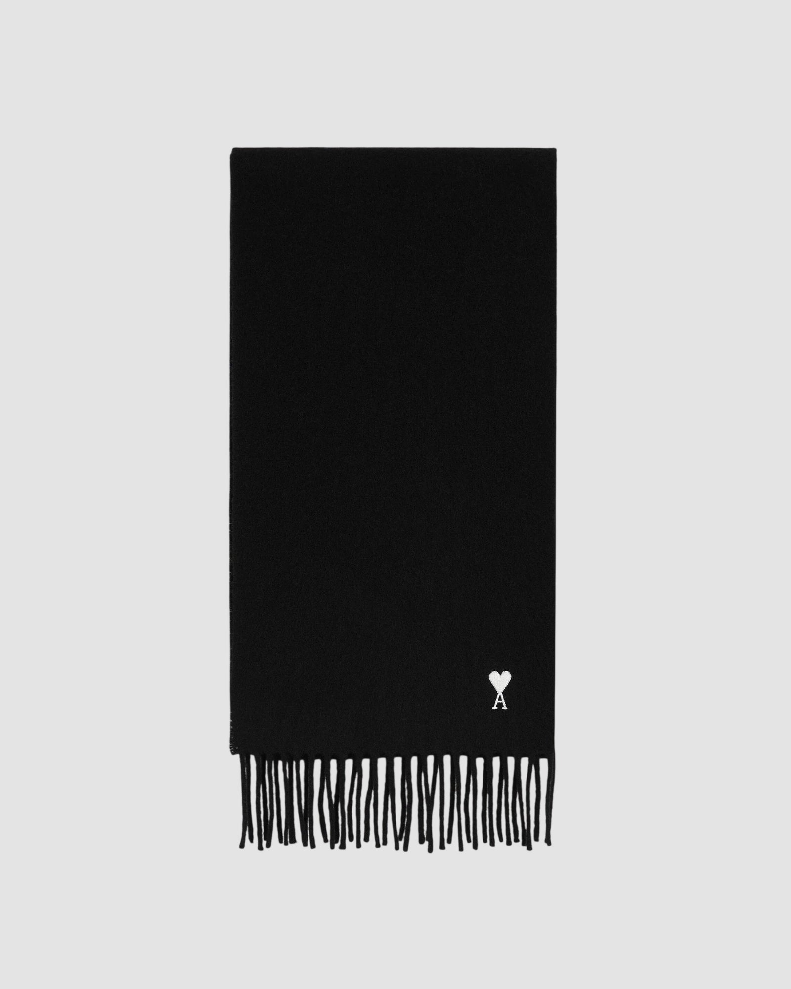 wool scarf with ami de coeur embroidery   black 1
