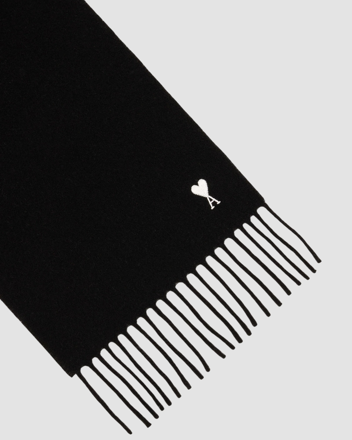 wool scarf with ami de coeur embroidery   black 2