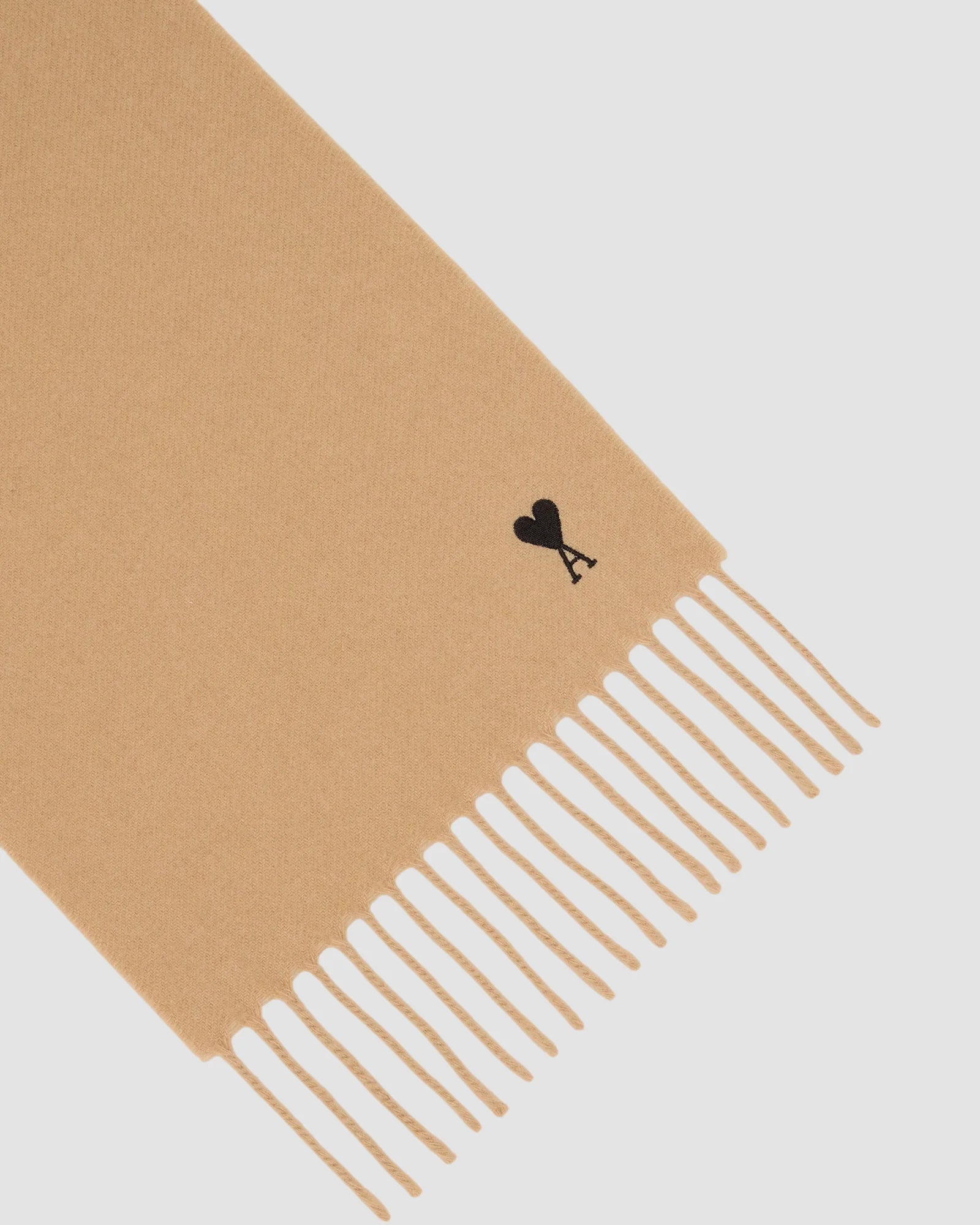 wool scarf with ami de coeur embroidery   mastic beige 2