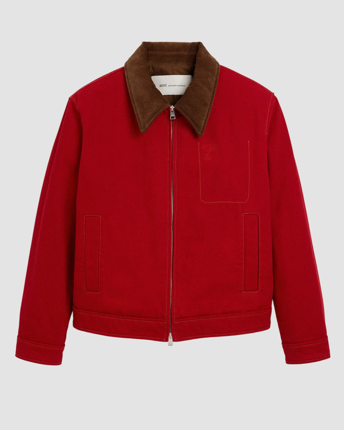 zipped ami de coeur jacket with velvet collar   ruby red 1