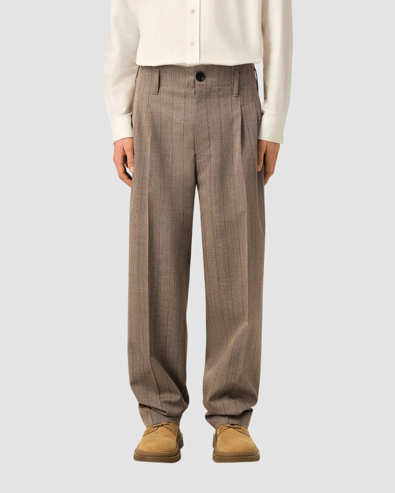 zuit trousers with 2 pleats   ami   choco brown ruby red 3